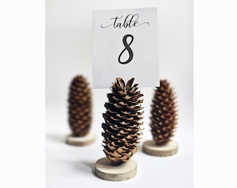 Fir tree cone card holder for Woodland wedding - 1 SAMPLE, forest wedding, wedding place card holder, pine cone table number holders