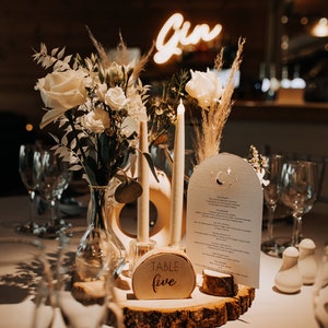 Rustic Wedding Table Number Holder 1 SAMPLE. Wedding decoration. Centerpiece for wedding, reception decor. Engraved wood log. image 5