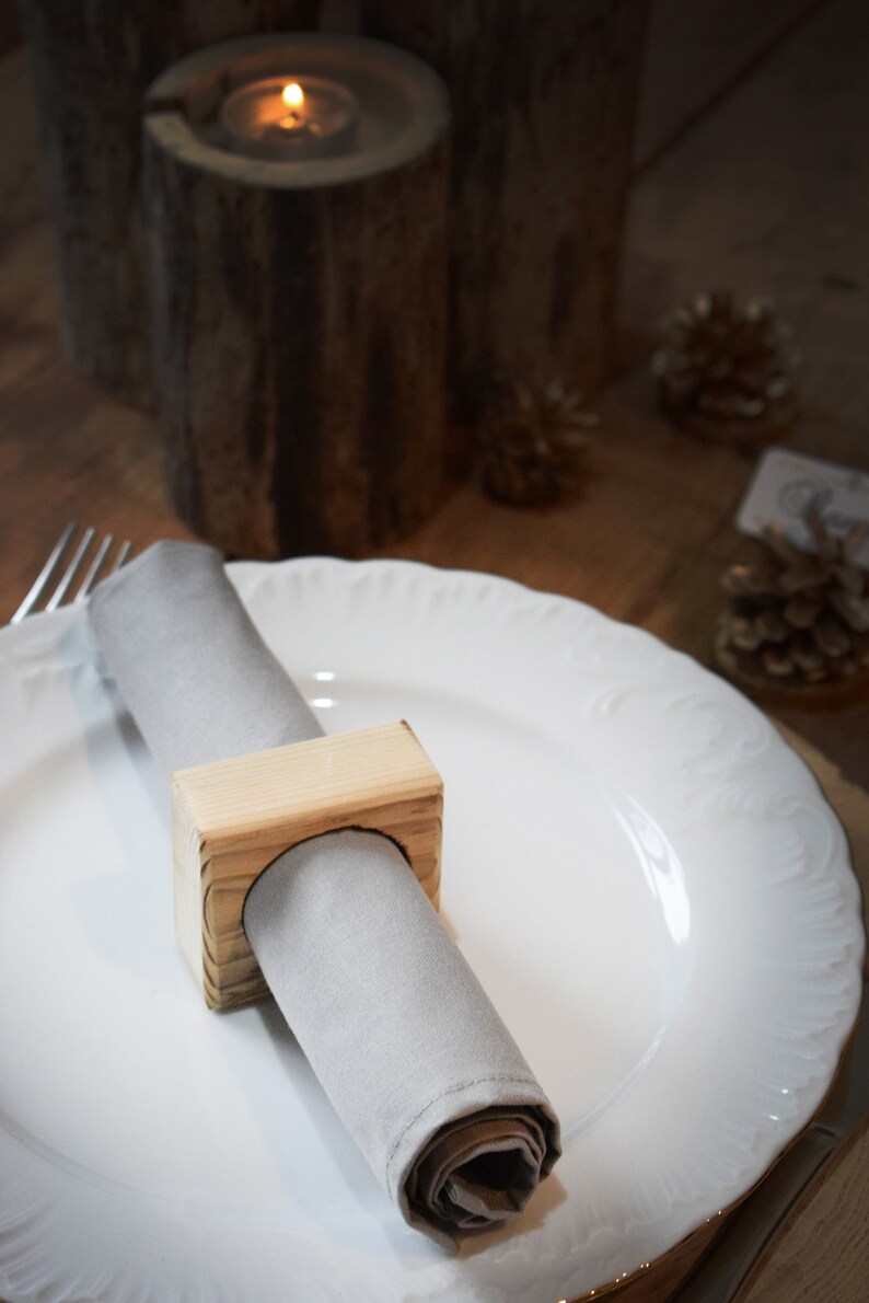 10 Engraved Wooden Napkin Rings Napkin Holder Rustic Napkin Etsy