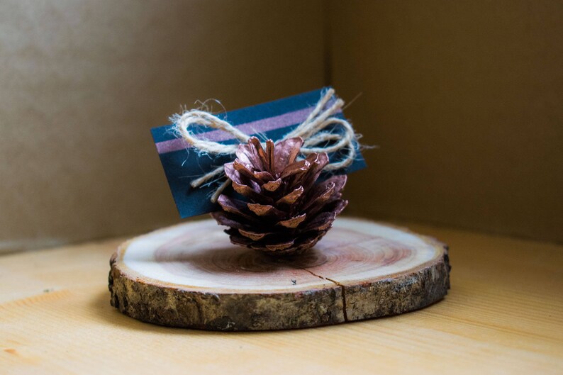 Copper Pine Cones Pine Cone Card Holder Rustic Wedding Etsy