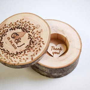 Engagement Ring Box Ring Bearer Box Wedding Ring Box Personalized Ring Box Custom Ring Box Wood Log Ring Box Rustic Ring Box image 5