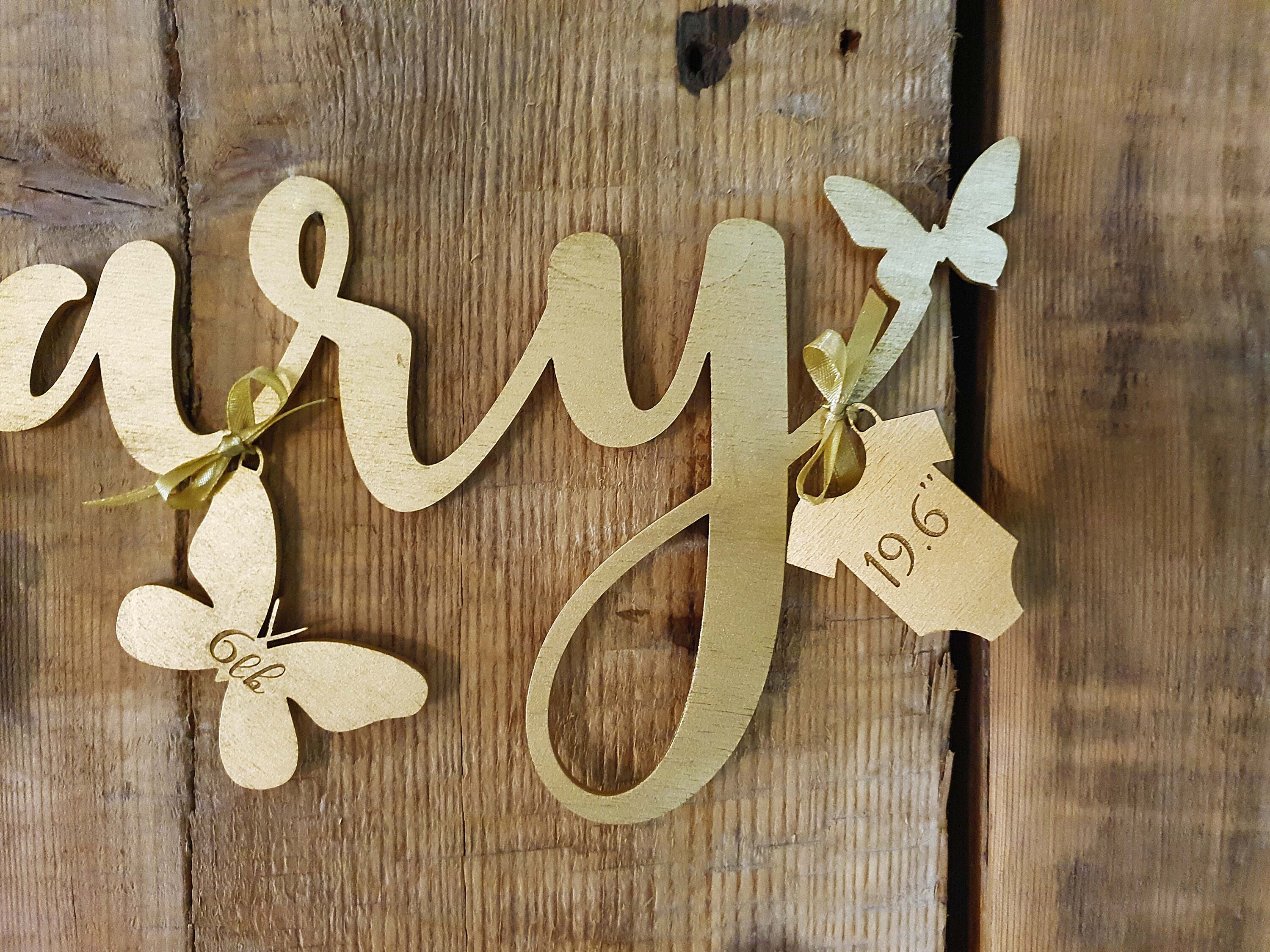 Wall Decor Baby Name Baby Birth Data Name Sign Gold Etsy