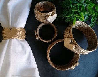 Jute napkin ring - 12 SAMPLE. Wedding napkin ring, twine ring, serviette ring, burlap napkin ring, rustic napkin rings.