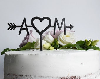 Personalised Wedding Cake Topper | Initial Cake Topper | Custom Cake Topper | Laser cut Cake Topper | Wedding Cake Topper | Love Heart Arrow