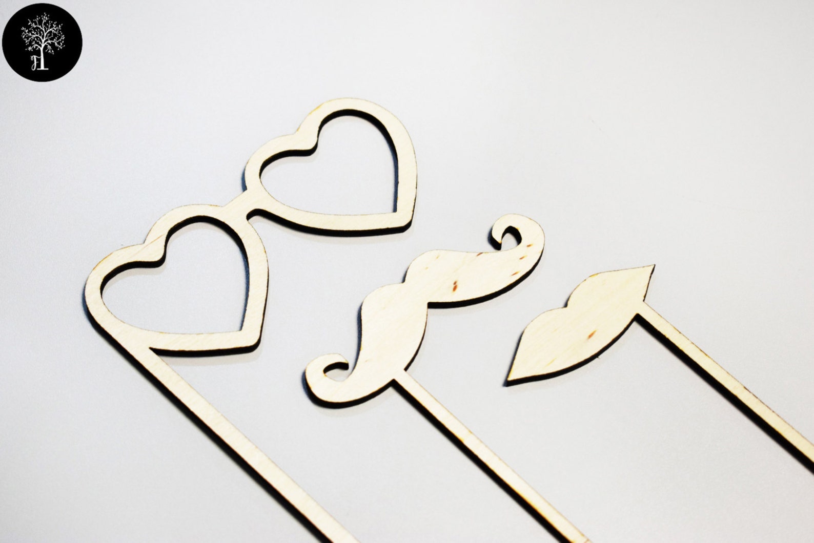 Set of 5 Painted Wood Photo Booth Props Wedding Photo Props Etsy