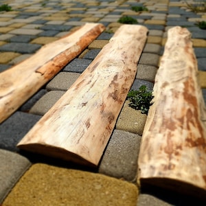 Set of 3 rustic wooden planks, reclaimed wood, raw wood with bark, wooden board, wood diy project, wooden material, wood plank with bark