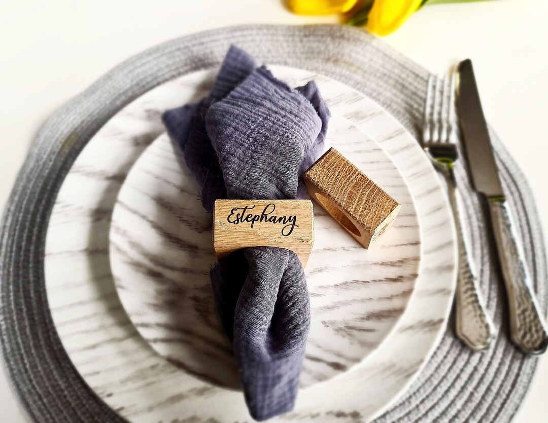 1 Sample Engraved Oak Wood Napkin Ring Rustic Napkin Rings Etsy