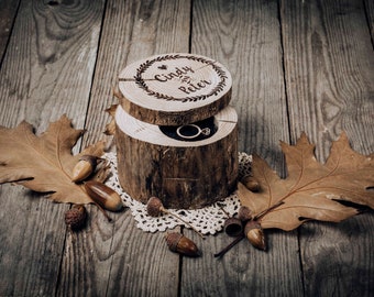 Verlovingsringdoosje | Ringdrager Box | Trouwringdoosje | Gepersonaliseerde ringdoos | Ringdoos op maat | Houten Ring Box | Rustieke ringdoos