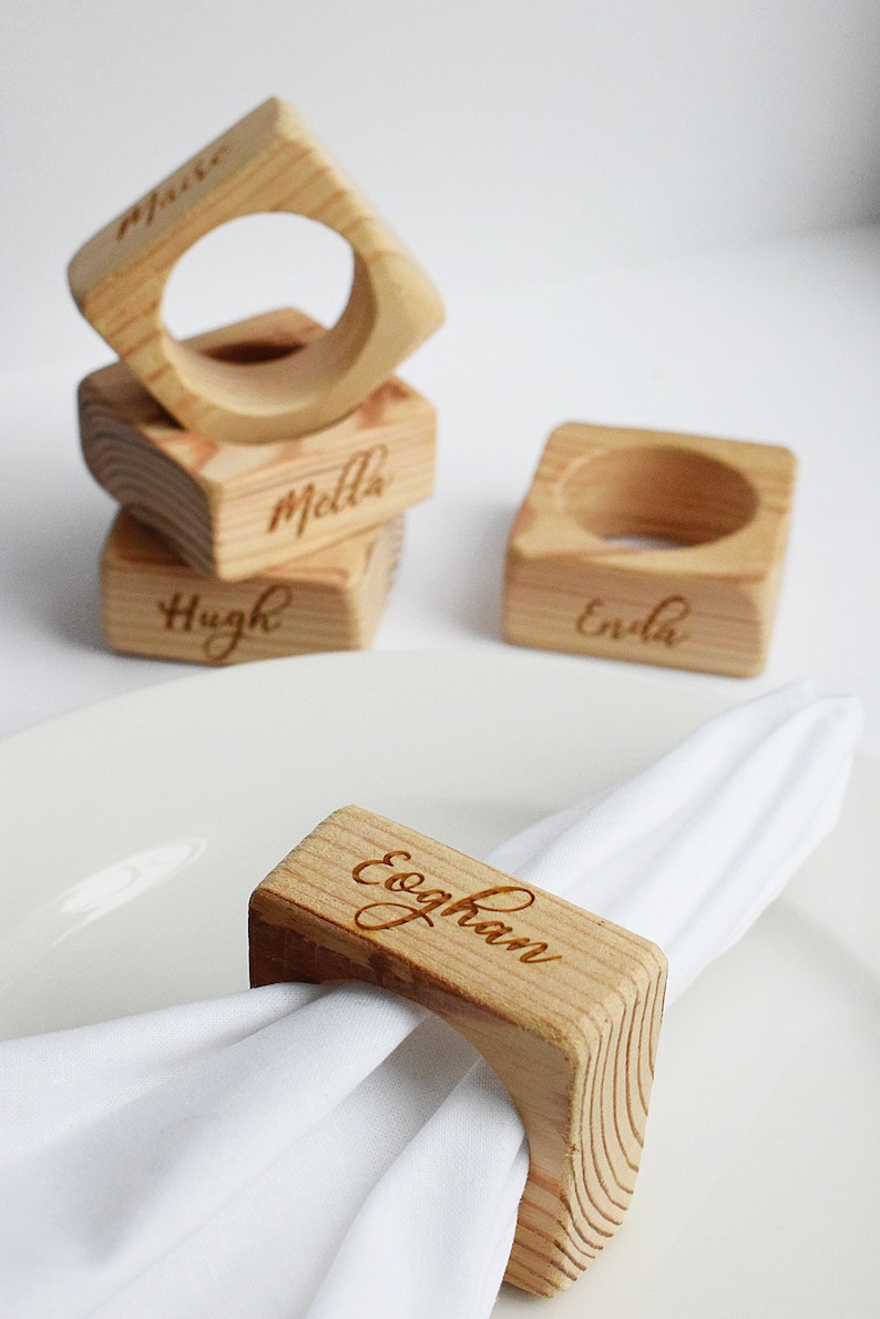 1 Sample Engraved Wooden Napkin Ring Napkin Holder. Rustic Etsy