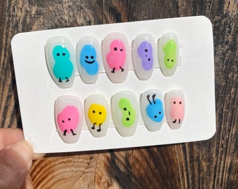 Press on nails | gel press ons | kawaii nails | cartoon nails