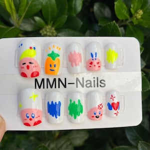 Set of 10pcs press on nails | hand printed nails | cartoon nails | kawaii nails | anime nails