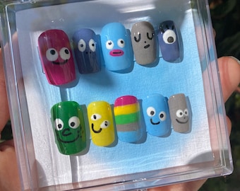 Press on nails | cartoon nails | color nails