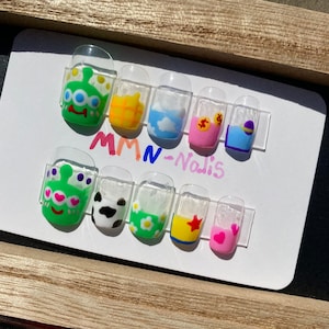 Set of 10pcs press on nails | hand printed nails | kawaii nails | Disney | press ons | gel press ons | cartoon nails