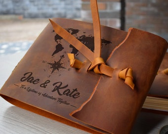 Personalized Leather Guest Book: Wedding Photo Album, Memory Book