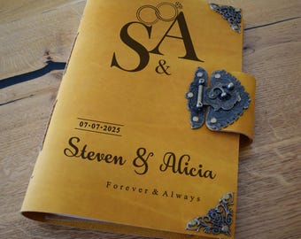 Personalized Leather Wedding Guest Book: Photo Album or Memory Book