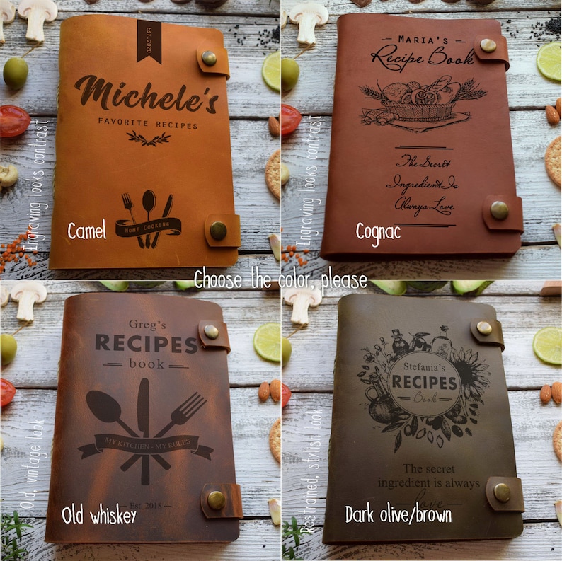 Big leather cookbook/Personalized recipe book/A5 A4 Custom Etsy