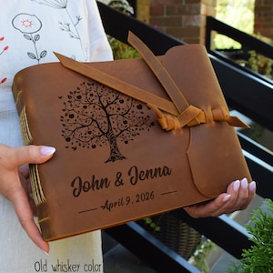 Personalized leather Photo album, Wedding guest book, Memory book: A5 or A4 format