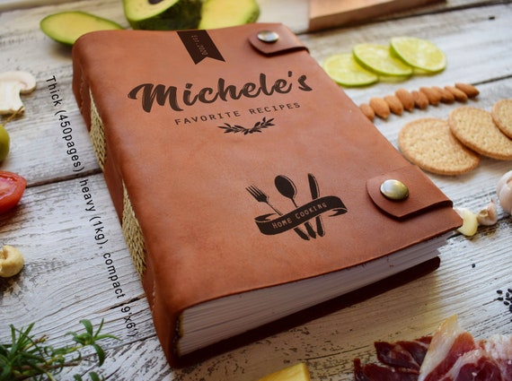 Thick Heirloom Cookbook/personalized A5 Leather Recipe Book/450 and 200  Pages Recipes With Dividers/3rd Anniversary Gift/gift for Mum 