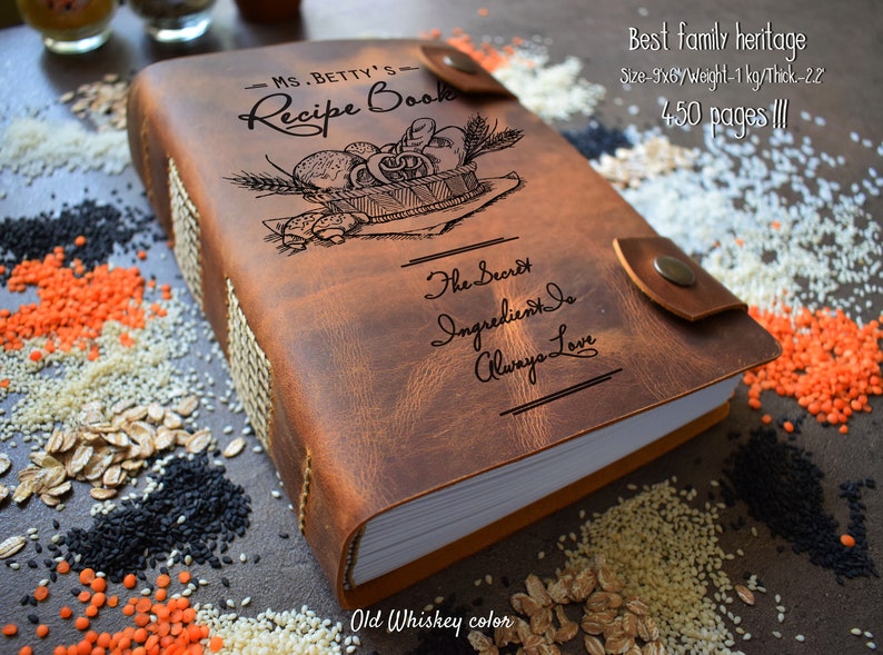 Exclusive leather cookbook/ 600, 300 or 200 pages/Family heirloom/A5 and A4 Personalized recipe book with dividers/3rd anniversary gift image 5