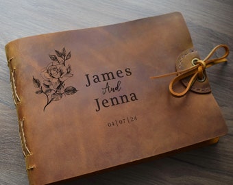 Leather photo album/ Personalized album/ Leather guest book/ Memory book/ A4 and A5 album/Anniversary gift/ Family photo book