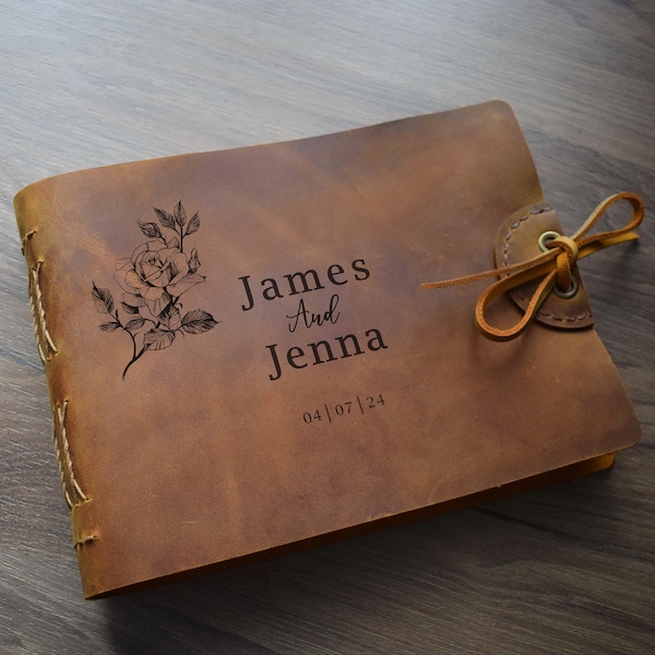 Leather photo album/ Personalized album/ Leather guest book/ Memory book/ A4 and A5 album/Anniversary gift/ Family photo book