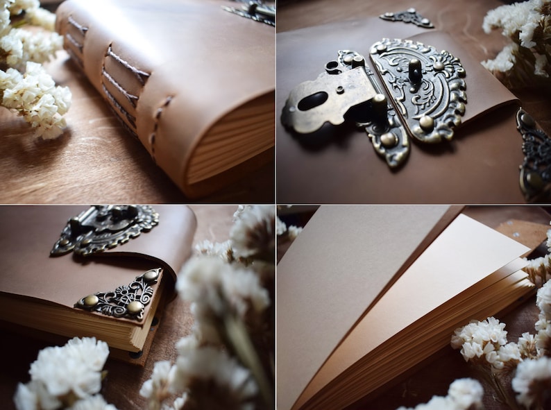 Leather guest book/A5-A4 Leather photo album/Wedding guest book/Free engraving photo album/Leather memory book image 6