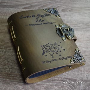 Álbum de cuero vertical/ Álbum de fotos personalizado gratis, libro de visitas, libro de recuerdos/ Álbum A4 o A5 con cartón grueso negro o marfil