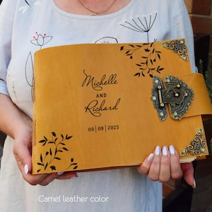 Leather Wedding Guest Book: A5/A4 Photo Album with Free Engraving