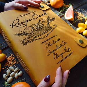 Super cookbook/ 600, 300, 220 pages leather heirloom recipe book/ A5 and A4 Personalized recipe book with dividers/Gift for chef, mum & dad