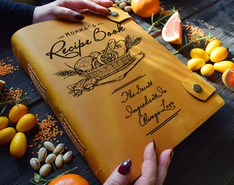 Super cookbook/ 600, 300, 220 pages leather heirloom recipe book/ A5 and A4 Personalized recipe book with dividers/Gift for chef, mum & dad