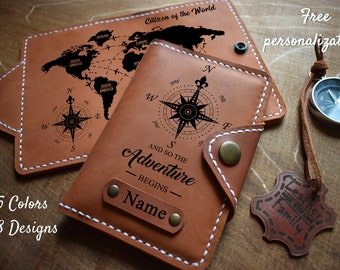 Leather Passport Cover/Free Personalized Passport wallet/Wedding Gift/Passport holder