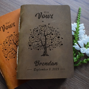 Leather Promises book/ Vows book/ Free personalized Vows book/  Wedding Vow Book/ His and Her vows