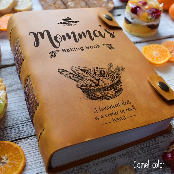Personalized Leather Recipe Book: A5 Heirloom Cookbook, 450 Pages