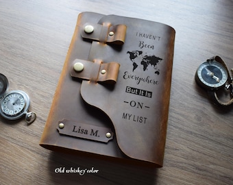 Leather journal /Free engraving diary/Family notebook/Travel  gift/Custom leather book with 220 blank or lined pages