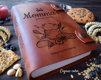 Personalized Leather Recipe Book: Handmade Engraved Cookbook, A5/A4