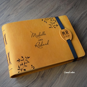 Album personalizzato in pelle/ Libro degli ospiti, album fotografico o di nozze, libro dei ricordi, album/ Formato A4 o A5 con cartoncino spesso nero o avorio