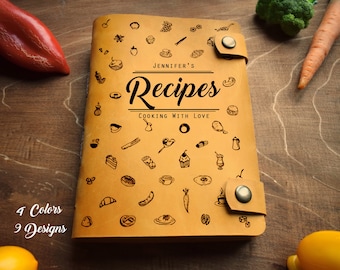 Personalized Leather Recipe Book: A5 or A4 format with Dividers