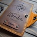 Leather Passport Cover/ World Map & Compass Passport holder/Free Personalized Passport Case/Adventure Gift 