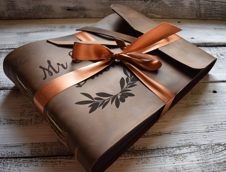 Leather photo album/Personalized Leather guest book/Leather Etsy