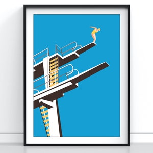 Daytime Diver - Abstract Diving Poster