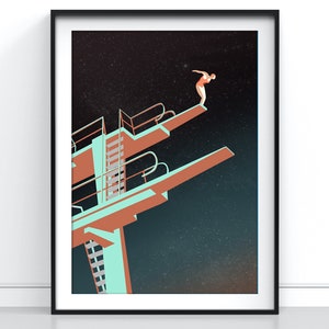 Night Diver - Abstract Diving Poster