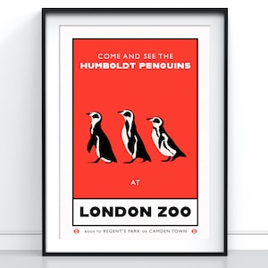 London Zoo Penguin Poster