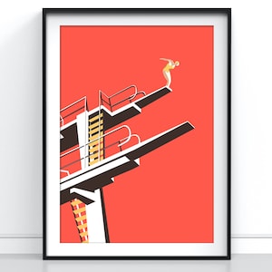 Dawn Diver - Abstract Diving Poster