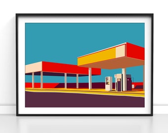 Gas Station, Original Fine Art Giclee Print