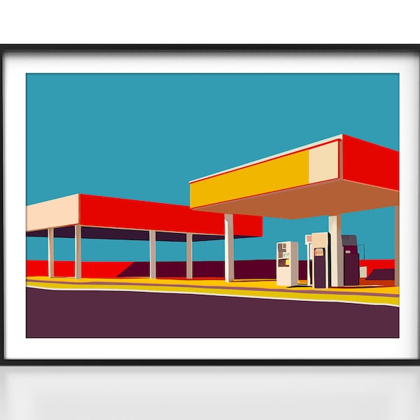 Gas Station, Original Fine Art Giclee Print