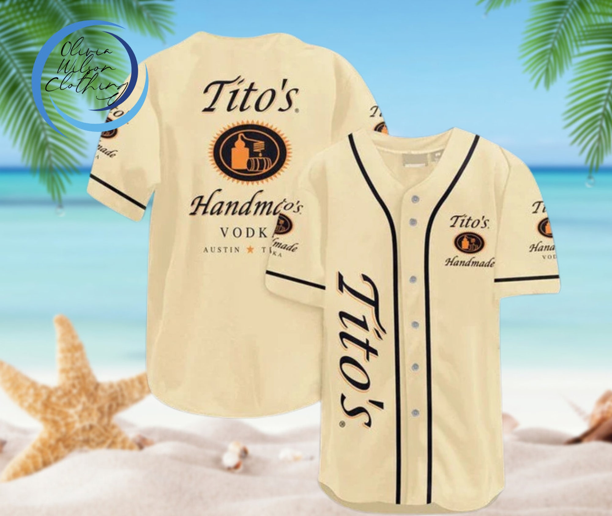 Beige Tito Handmade Baseball Jersey