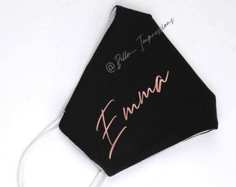 Customizable Face Mask •  Personalized Name  • Custom Mask • organic cotton & polyester •  Face Covering