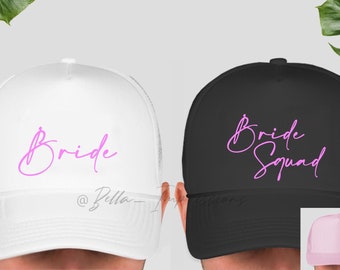 Bride Squad Trucker hats - BACHELORETTE, bride, squad, tribe, bridal party hats, wedding caps / hat - CUSTOM HATS
