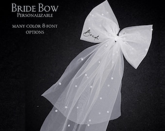 Pearl Bride Bow, Polka Dot Veil, XL Bow, Tulle Veil, Bachelorette Gift, Wifey to Be, Bridal Shower Gift, Bridesmaid Favors, Hair Clip