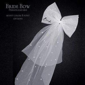 Pearl Bride Bow, Polka Dot Veil, XL Bow, Tulle Veil, Bachelorette Gift, Wifey to Be, Bridal Shower Gift, Bridesmaid Favors, Hair Clip